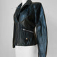 1970s - 1980s Black Asymmetrical Zippered Leather Biker Jacket - Sz. S
