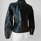 1970s - 1980s Black Asymmetrical Zippered Leather Biker Jacket - Sz. S