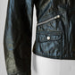 1970s - 1980s Black Asymmetrical Zippered Leather Biker Jacket - Sz. S