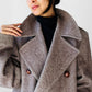 1950s - 1960s Taupe Heavy Leather Button Belted Wool Trench Overcoat