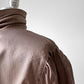 1980s Taupe Ruched Neck Dotted Metallic Blouse - Sz. M