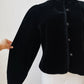 1980s Black Faux Fur Short Waisted Tapered Waist Jacket - Sz. M
