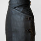 1980s Black Buttery Soft Side Button Leather Wrap Skirt - Sz. XXS/XS
