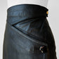 1980s Black Buttery Soft Side Button Leather Wrap Skirt - Sz. XXS/XS