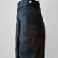 1980s Black Buttery Soft Side Button Leather Wrap Skirt - Sz. XXS/XS