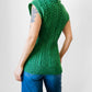 1970s Leaf Green Fitted V-Neck Pullover Cable-Knit Vest - Sz. S