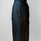 1980s Black Buttery Soft Side Button Leather Wrap Skirt - Sz. XXS/XS