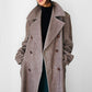 1950s - 1960s Taupe Heavy Leather Button Belted Wool Trench Overcoat