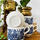 Set of 4 Blue and White Willow England Cups and Saucer Set