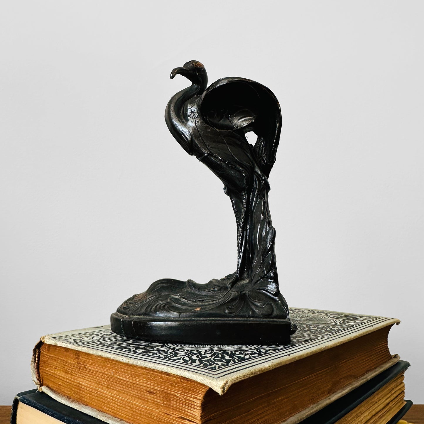 1920s Art Deco Cast Metal Crane Bookend