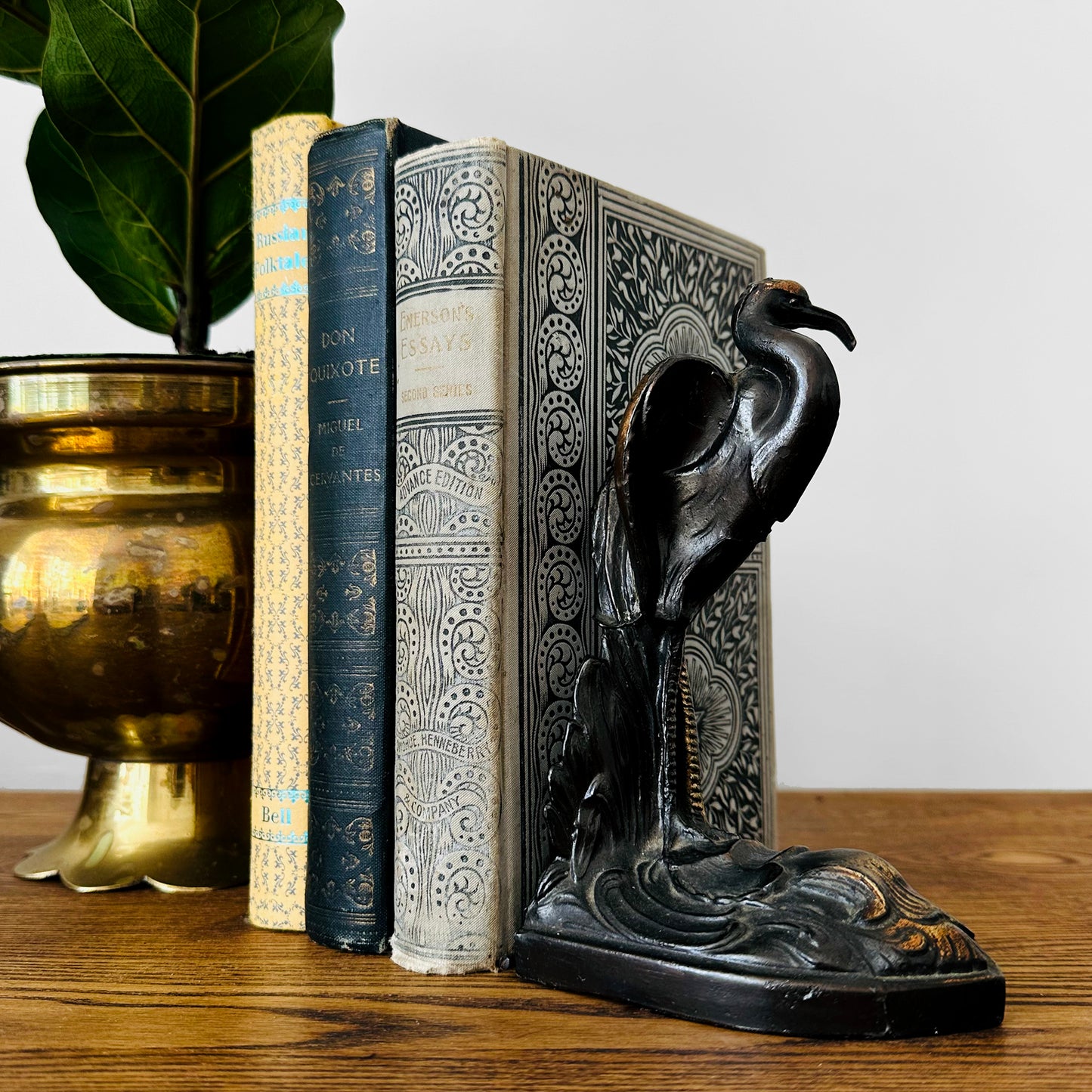 1920s Art Deco Cast Metal Crane Bookend