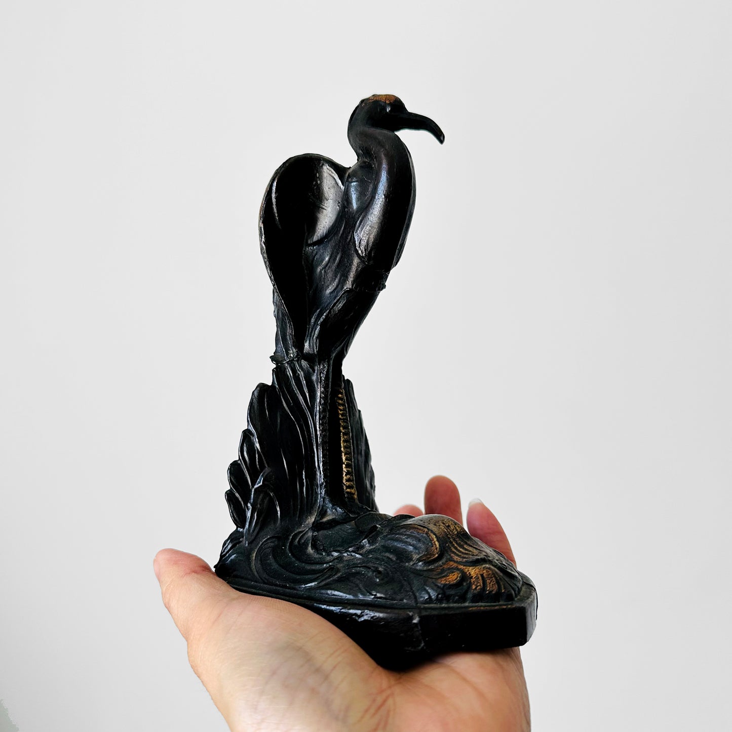 1920s Art Deco Cast Metal Crane Bookend