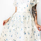 Vintage 1950s - 1960s Handmade White and Blue Sheer Crinoline Floral Tiered Dress - Sz. S