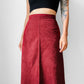 1970s Rust Red A-line Split Front Micro Suede Skirt - Sz. Sm