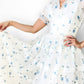Vintage 1950s - 1960s Handmade White and Blue Sheer Crinoline Floral Tiered Dress - Sz. S