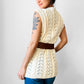 1970s Soft Butter Cream Cable Knit Cotton Blend Knit Vest - Sz. S/M