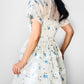 Vintage 1950s - 1960s Handmade White and Blue Sheer Crinoline Floral Tiered Dress - Sz. S