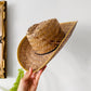 1970s Wide-Brimmed Straw Woven Western Style Summer Sun Hat