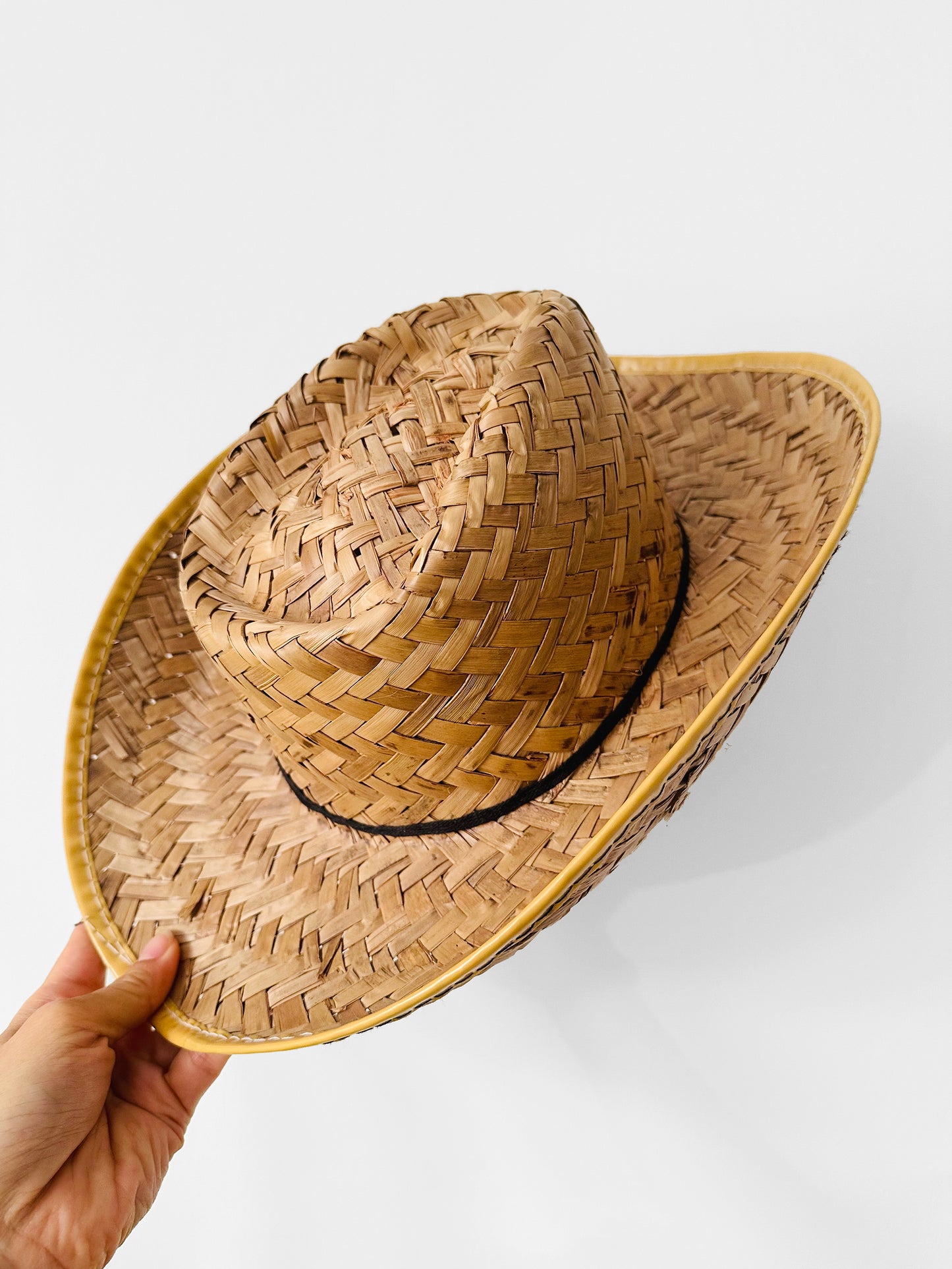 1970s Wide-Brimmed Straw Woven Western Style Summer Sun Hat