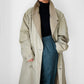 1980s - 1990s Tan Wool-Lined Relaxed Trench-Style Fall Duster