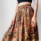 1980s Olive and Pink Pixel Floral Wool Skirt - Sz. XS/Sm