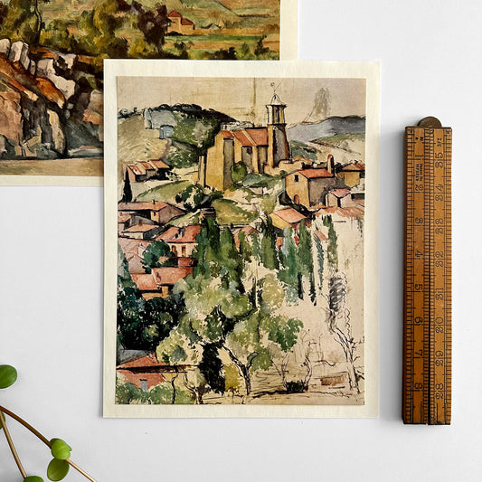 1950s Cezanne Harry N. Abrams New York Fine Art Print Scenic French Village Art Plate