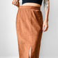 Vintage  1970s - 1980s Caramel A-line Split-Front Ultra Suede Skirt - Sz. Sm