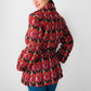 1960s Red Fuschia Plaid Wool Belted Bibbed Jacket - Sz. Small