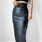 1980s Black Buttery Soft Side Button Leather Wrap Skirt - Sz. XXS/XS
