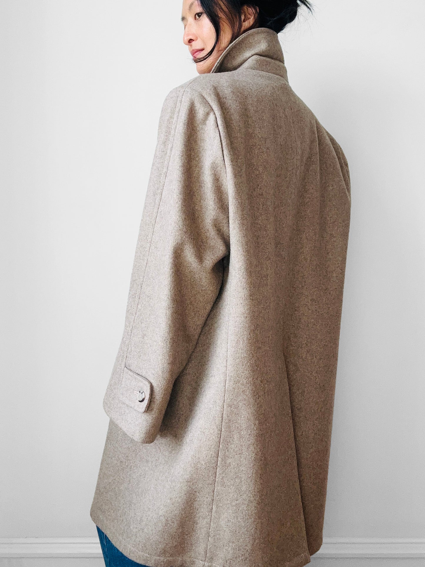1960s LONDON FOG Beige Wool Overcoat - Sz. M/L