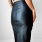 1980s Black Buttery Soft Side Button Leather Wrap Skirt - Sz. XXS/XS
