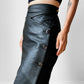 1980s Black Buttery Soft Side Button Leather Wrap Skirt - Sz. XXS/XS
