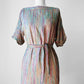 1970s Grey Multi-Toned Stripe Raw Silk Belted Shift Dress - Sz. XS