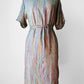 1970s Grey Multi-Toned Stripe Raw Silk Belted Shift Dress - Sz. XS