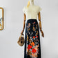 Vintage 1970s Long Black Floral Patterned Skirt - Sz. S/M (Copy) (Copy)