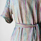 1970s Grey Multi-Toned Stripe Raw Silk Belted Shift Dress - Sz. XS