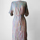 1970s Grey Multi-Toned Stripe Raw Silk Belted Shift Dress - Sz. XS