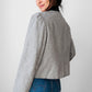1970s - 1980s Grey Short-Waist Wool Stitched Detail Jacket - Sz. S/M