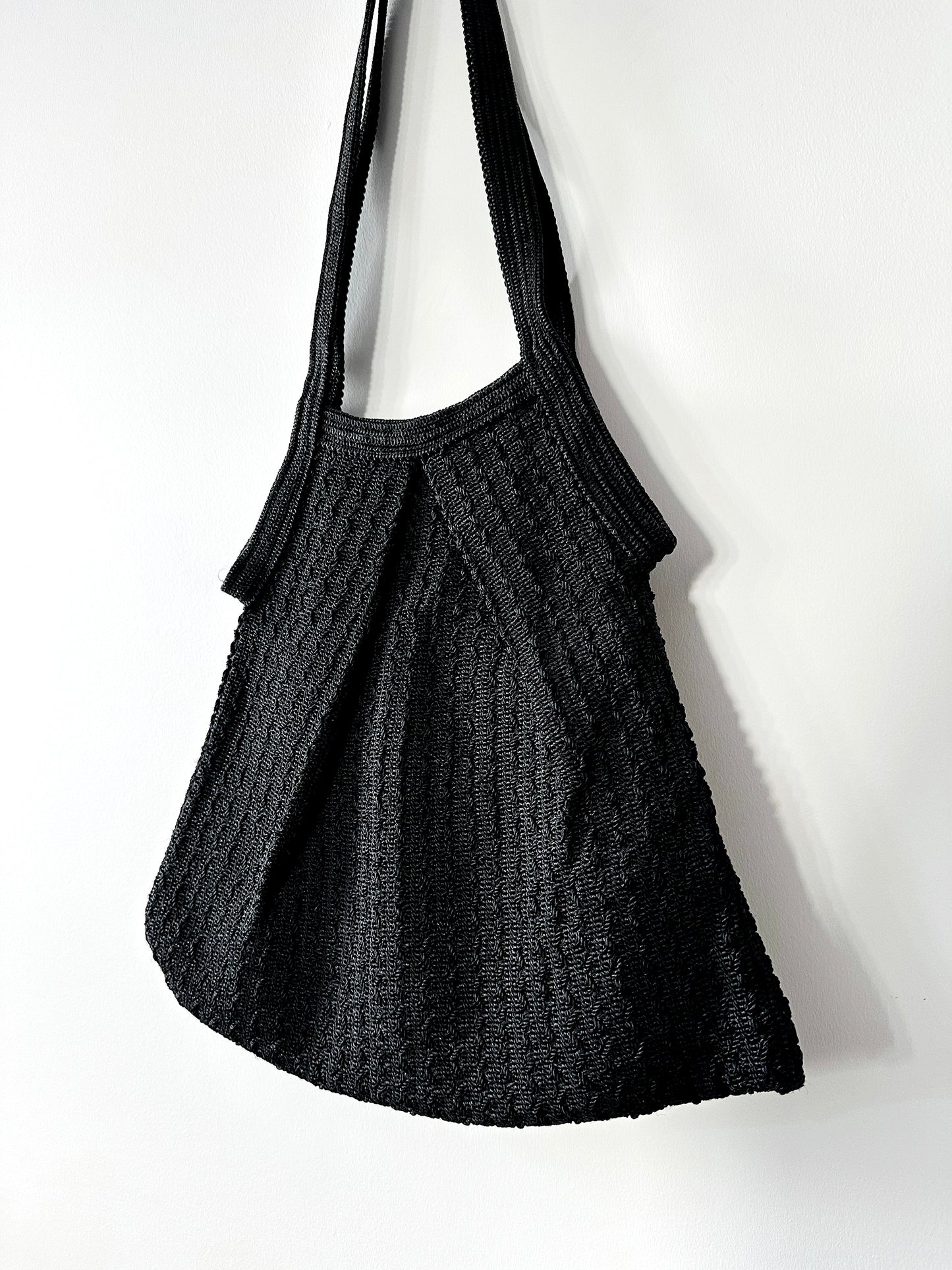 Vintage 1970s Black Woven Bag