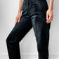 1990s Black High-Waisted Fitted Suede Leather Pant - Sz. Small