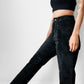 1990s Black High-Waisted Fitted Suede Leather Pant - Sz. Small