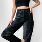 1990s Black High-Waisted Fitted Suede Leather Pant - Sz. Small