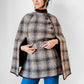 1960s - 1970s Brown and Cream Welsh Wool Belted Patterned Cape Jacket