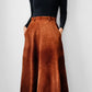 1980s Whiskey Toned Suede Leather Skirt - Sz. Sm