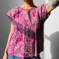 1980s Magenta Embroidered Floral Eyelet Top -  Sz. S/M