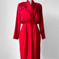 1980s Ruby Red Pleated Accent Dress - Sz. S