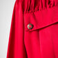 1980s Ruby Red Pleated Accent Dress - Sz. S