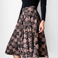 Vintage 1950s Taupe and Black Abstract Patterned Fit and Flare Skirt - Sz. S/M