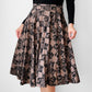 Vintage 1950s Taupe and Black Abstract Patterned Fit and Flare Skirt - Sz. S/M