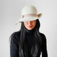 Cream Stitched Trimmed Wool Felt Fedora - Sz. S/M